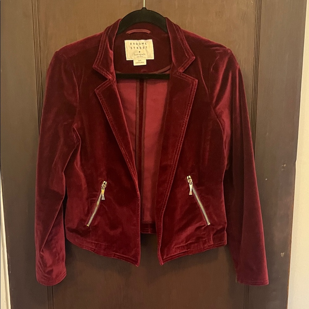 Kate Spade Rich Burgundy Velvet Blazer